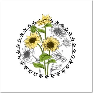 Sunflowers Line Art Design Posters and Art